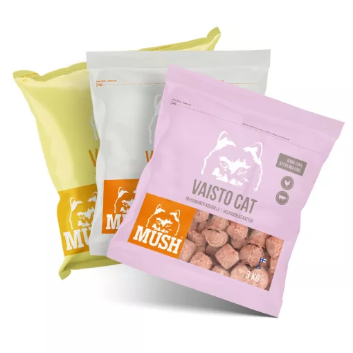 Mush Cat YELLOW-PINK-WHITE Multipack barf menü cicáknak 3*3kg